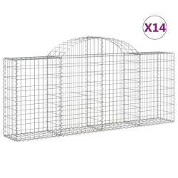Paniers &agrave; gabions cl&ocirc;ture cage mur de sout&egrave;nement arqu&eacute;s 1lot de 4 200 x 30 x 80/100 cm fer galvani