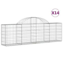 Paniers &agrave; gabions cl&ocirc;ture cage mur de sout&egrave;nement arqu&eacute;s 1lot de 4 200 x 30 x 60/80 cm fer galvanis