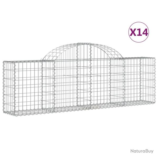 Paniers � gabions cl�ture cage mur de sout�nement arqu�s 1lot de 4 200 x 30 x 60/80 cm fer galvanis