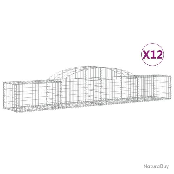 Paniers � gabions cl�ture cage mur de sout�nement arqu�s 1lot de 2 300 x 50 x 40/60 cm fer galvanis