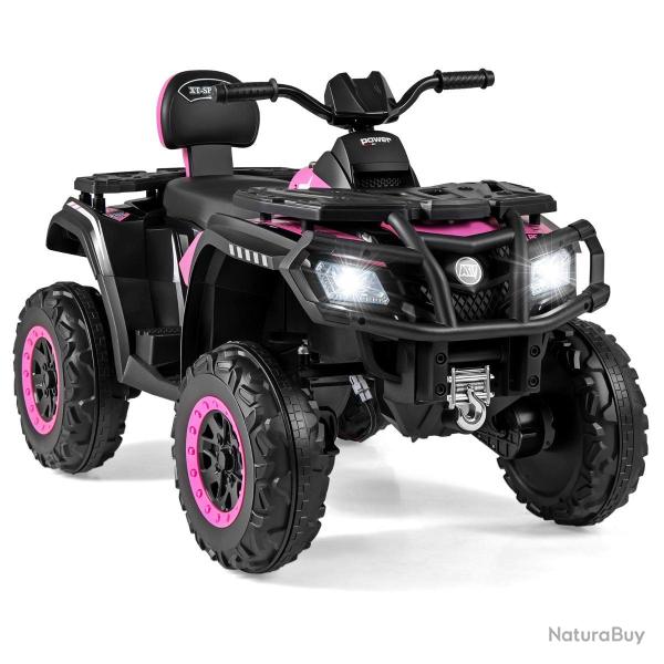 Quad �lectrique 2 places rose 113 x 66 x 72 cm d�marrage progressif suspension tout terrain en PP m