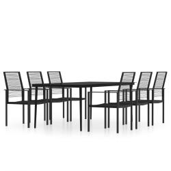 Ensemble de salle &agrave; manger de jardin meuble ext&eacute;rieur 7 pi&egrave;ces noir 02_0014006