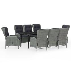 Ensemble de salle &agrave; manger de jardin meuble ext&eacute;rieur 9 pi&egrave;ces gris clair 02_0014093