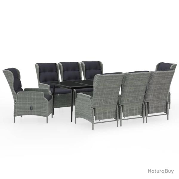Ensemble de salle � manger de jardin meuble ext�rieur 9 pi�ces gris clair 02_0014093