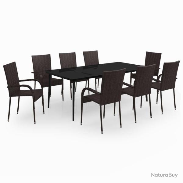 Ensemble de salle � manger de jardin meuble ext�rieur 9 pi�ces marron et noir 02_0014107