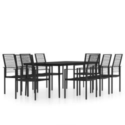 Ensemble de salle &agrave; manger de jardin meuble ext&eacute;rieur 9 pi&egrave;ces noir 02_0014125