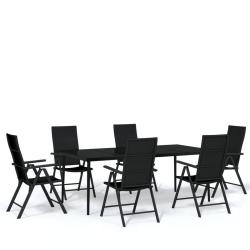 Ensemble de salle &agrave; manger de jardin meuble ext&eacute;rieur 7 pi&egrave;ces noir 02_0014030
