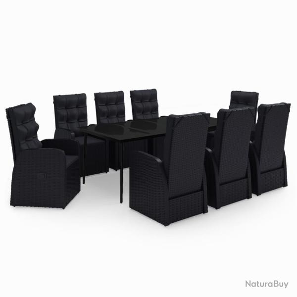 Ensemble de salle � manger de jardin meuble ext�rieur avec coussins 9 pi�ces noir 02_0014175
