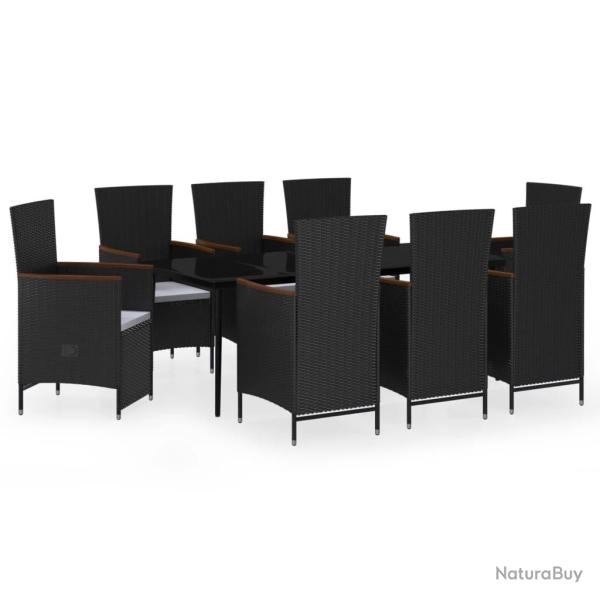 Ensemble de salle � manger de jardin meuble ext�rieur avec coussins 9 pi�ces noir 02_0014178