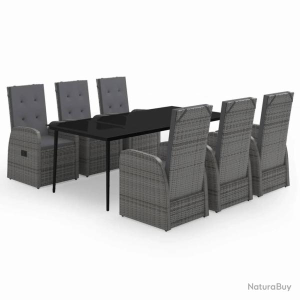 Ensemble de salle � manger de jardin meuble ext�rieur avec coussins 7 pi�ces gris 02_0014171