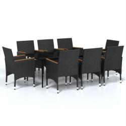 Ensemble de salle &agrave; manger de jardin meuble ext&eacute;rieur avec coussins 9 pi&egrave;ces noir 02_0014176