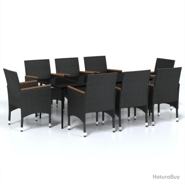 Ensemble de salle � manger de jardin meuble ext�rieur avec coussins 9 pi�ces noir 02_0014176