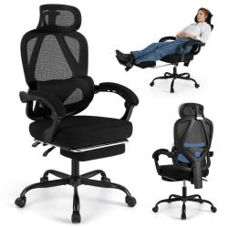Chaise de bureau ergonomique 70 x 70 x 114-122 cm avec dossier r&eacute;glable et appuie-t&ecirc;te ergonomique