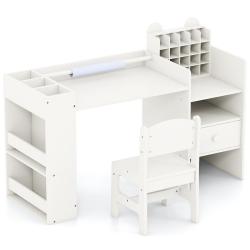 Lot de 1 ensemble table et chaises enfants 107,5 x 40 x 72,5 cm meuble cube amovible design &eacute;pur&eacute; e