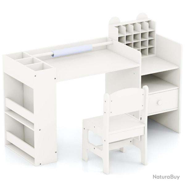 Lot de 1 ensemble table et chaises enfants 107,5 x 40 x 72,5 cm meuble cube amovible design �pur� e