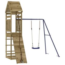 Aire de jeux d'ext&eacute;rieur balan&ccedil;oires toboggan portiques robuste jeux jardin 245 x 256 x 264 cm bois