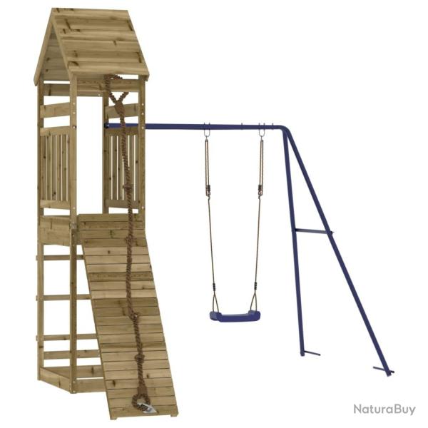 Aire de jeux d'ext�rieur balan�oires toboggan portiques robuste jeux jardin 245 x 256 x 264 cm bois
