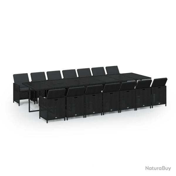 Ensemble � d�ner salon de jardin meuble d'ext�rieur coussins 15 pi�ces r�sine tress�e noir 02_00144