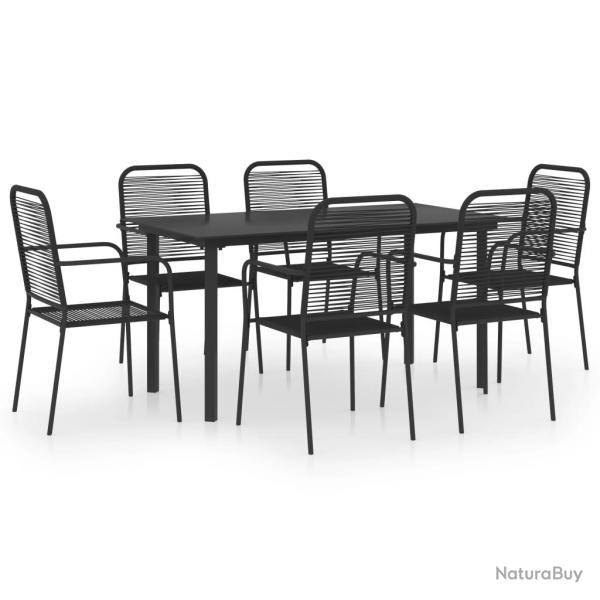 Mobilier � d�ner d'ext�rieur 7 pi�ces noir verre et acier 02_0014681