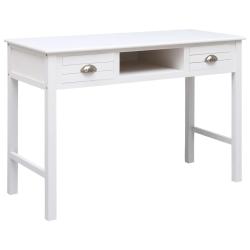 Bureau table poste de travail meuble d'ordinateur informatique &eacute;tude 110 x 45 x 76 cm bois blanc 02