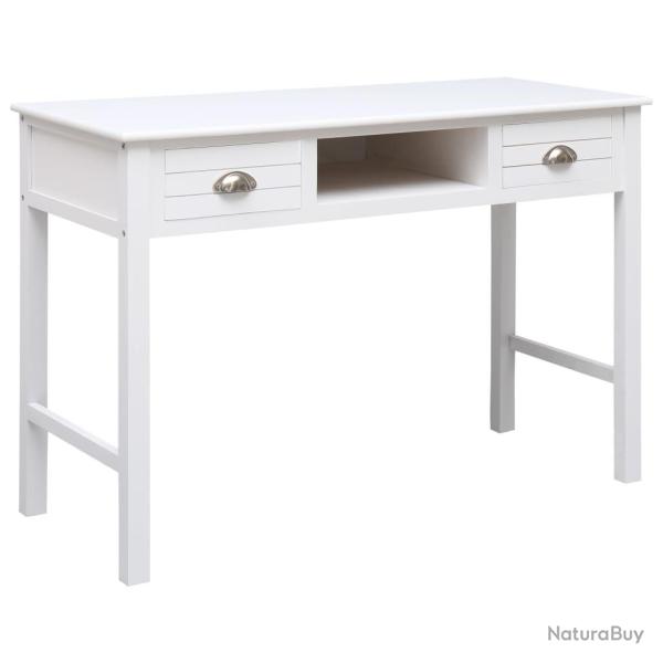 Bureau table poste de travail meuble d'ordinateur informatique �tude 110 x 45 x 76 cm bois blanc 02