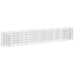Lit sur&eacute;lev&eacute; &agrave; gabion fer galvanis&eacute; 330 x 50 x 50 cm Argent 02_0039915