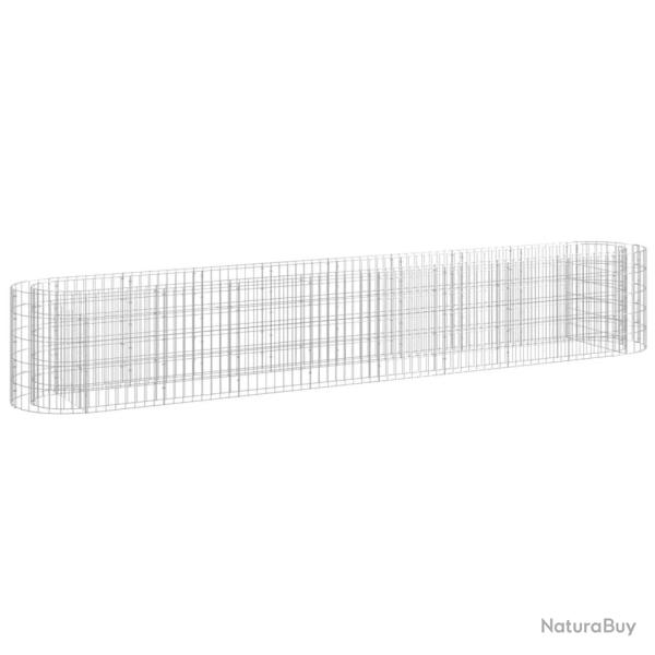 Lit sur�lev� � gabion fer galvanis� 330 x 50 x 50 cm Argent 02_0039915