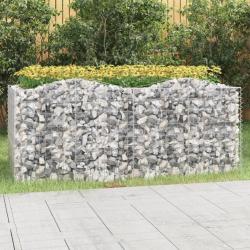 Lit sur&eacute;lev&eacute; &agrave; gabions arqu&eacute; 200 x 100 x 100 cm fer galvanis&eacute; Argent 02_0039930