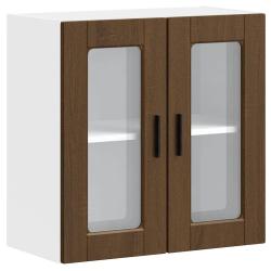 Armoire murale de cuisine porte en verre 60 x 31 x 60 cm grand espace de rangement style ch&ecirc;ne en b