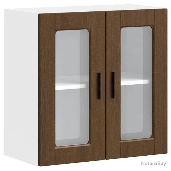 Armoire murale de cuisine porte en verre 60 x 31 x 60 cm grand espace de rangement style ch�ne en b