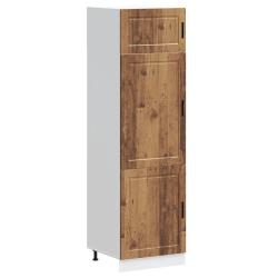 Armoire de cuisine Porto grand espace de rangement pieds r&eacute;glables 60 x 57 x 207 cm en bois d'ing&eacute;n