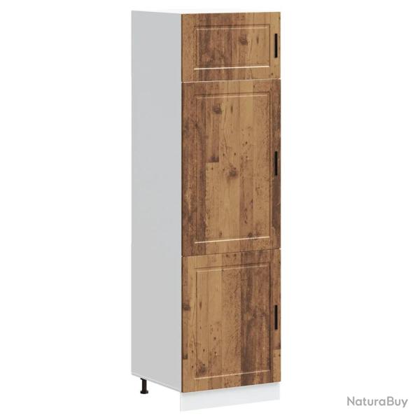 Armoire de cuisine Porto grand espace de rangement pieds r�glables 60 x 57 x 207 cm en bois d'ing�n