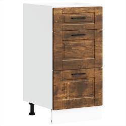 Armoire de cuisine ch&ecirc;ne fum&eacute; bois d'ing&eacute;nierie 40 x 46 x 81,5 cm grand rangement pieds r&eacute;glables m