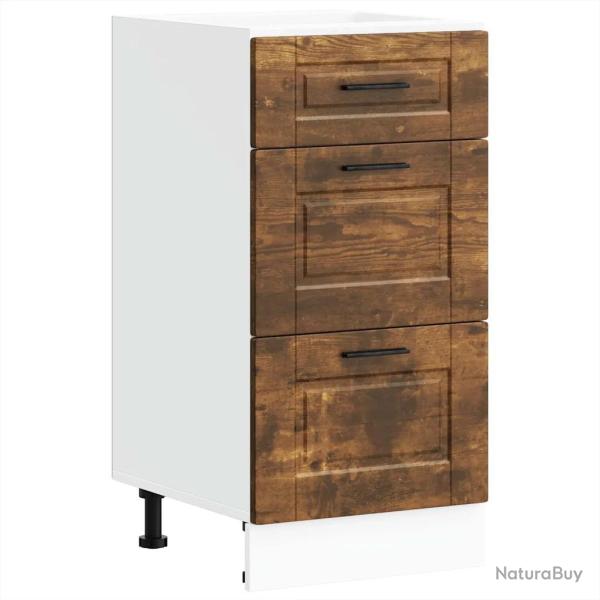 Armoire de cuisine ch�ne fum� bois d'ing�nierie 40 x 46 x 81,5 cm grand rangement pieds r�glables m