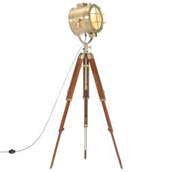 Lampadaire tr&eacute;pied r&eacute;glable vintage 94 x 22 x 22 cm &eacute;clairage chaleureux en bois de manguier marron