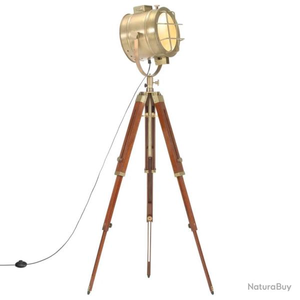 Lampadaire tr�pied r�glable vintage 94 x 22 x 22 cm �clairage chaleureux en bois de manguier marron