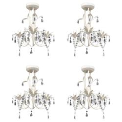 Lot de 4 lustres suspendus en cristal acrylique design &eacute;l&eacute;gant salle &agrave; manger 30 x 35 cm en m&eacute;tal b