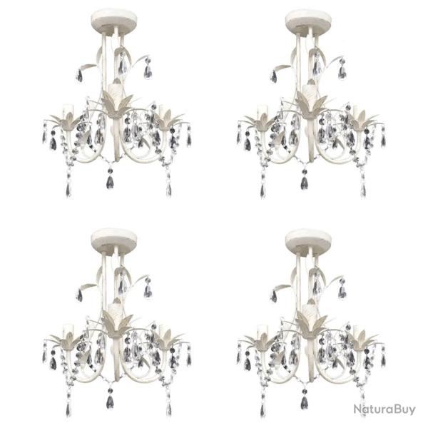 Lot de 4 lustres suspendus en cristal acrylique design �l�gant salle � manger 30 x 35 cm en m�tal b