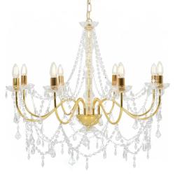 Lustre design &eacute;l&eacute;gant avec perles cristal 80 x 75 cm style antique ambiance cosy en m&eacute;tal dor&eacute; 02_0