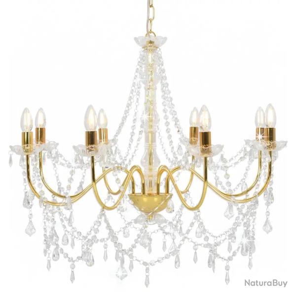 Lustre design �l�gant avec perles cristal 80 x 75 cm style antique ambiance cosy en m�tal dor� 02_0