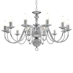Lustre classique &eacute;l&eacute;gant &agrave; 12 ampoules 80 x 45 cm en m&eacute;tal argent&eacute; 02_0046428