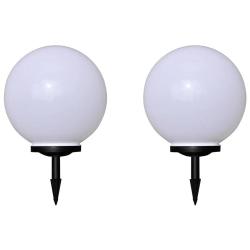 Lot de 2 lampes solaires &agrave; LED d&eacute;coratives jardin 40 x 61 cm avec &eacute;clairage automatique en PP blanc