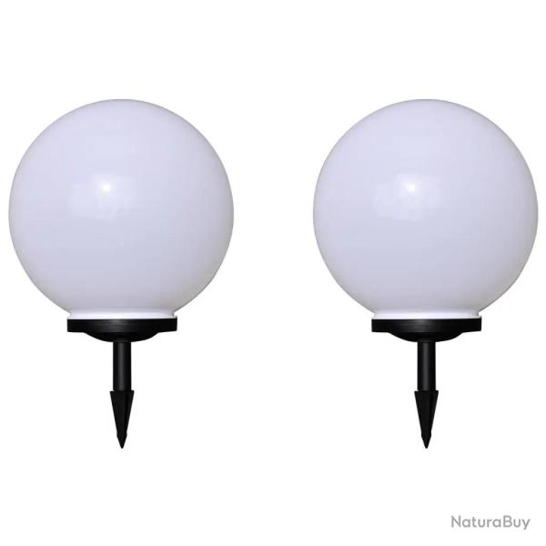 Lot de 2 lampes solaires � LED d�coratives jardin 40 x 61 cm avec �clairage automatique en PP blanc
