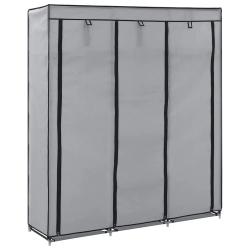 Armoire portable avec compartiments et barres 150 x 45 x 175 cm en tissu gris 02_0046446