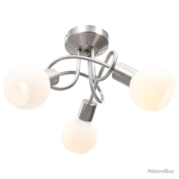 Plafonnier avec abat-jour bol 35 x 24 cm �l�gant style contemporain salon chambre en m�tal blanc 02