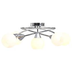 Plafonnier contemporain en m&eacute;tal chrome finition satin&eacute;e 62 x 31 x 19 cm style &eacute;l&eacute;gant pour salon e