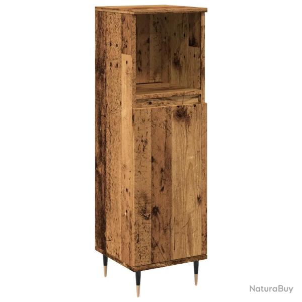 Armoire de salle de bain bois d'ing�nierie vintage 30 x 30 x 100 cm rangement flexible style indust