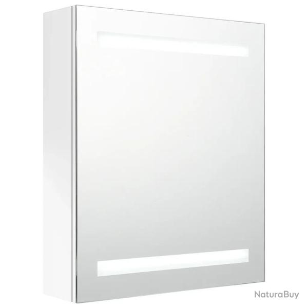 Armoire � miroir LED murale contemporaine 50 x 14 x 60 cm avec 3 �tag�res rangement en MDF blanc br