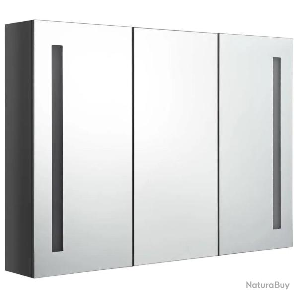 Armoire de salle de bain miroir LED contemporaine 89 x 14 x 62 cm avec �clairage doux en MDF gris b