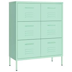 Armoire &agrave; tiroirs moderne rangement 80 x 35 x 101 cm avec 6 tiroirs glissi&egrave;res en acier menthe 02_0